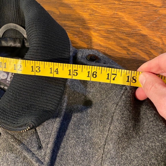 Schott Wool Coat with Knit Collar Made Canada - Picture 8 of 11